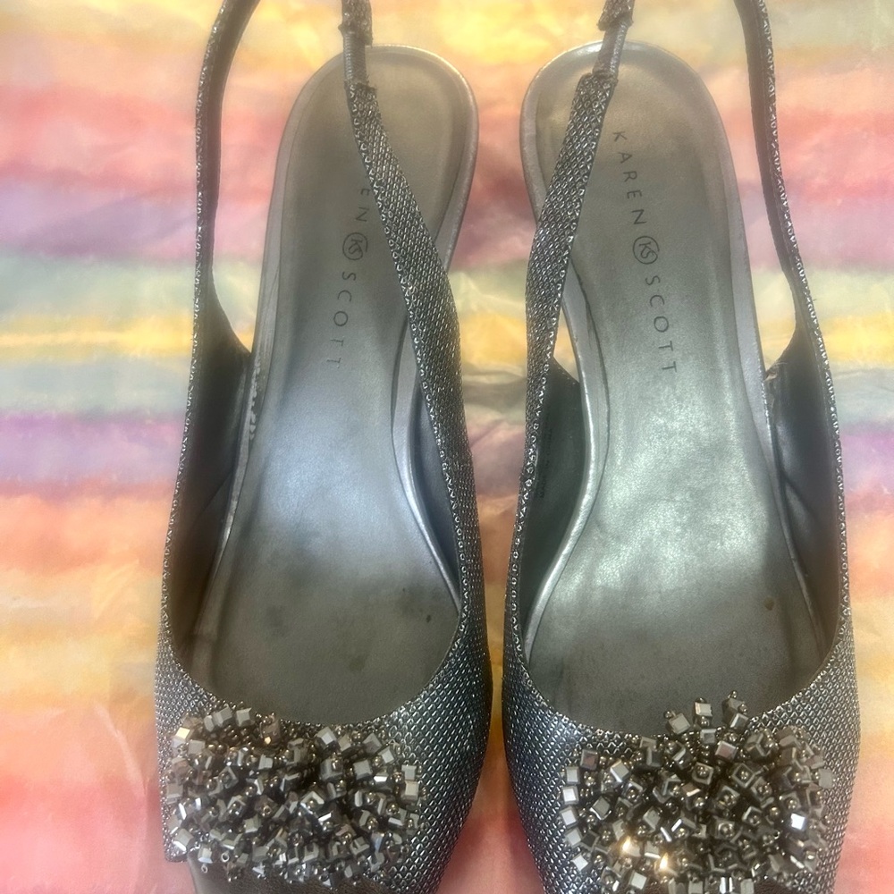 Karen Scott Women's Silver Slingback Shoes